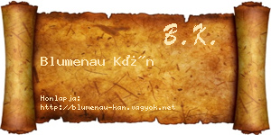 Blumenau Kán névjegykártya